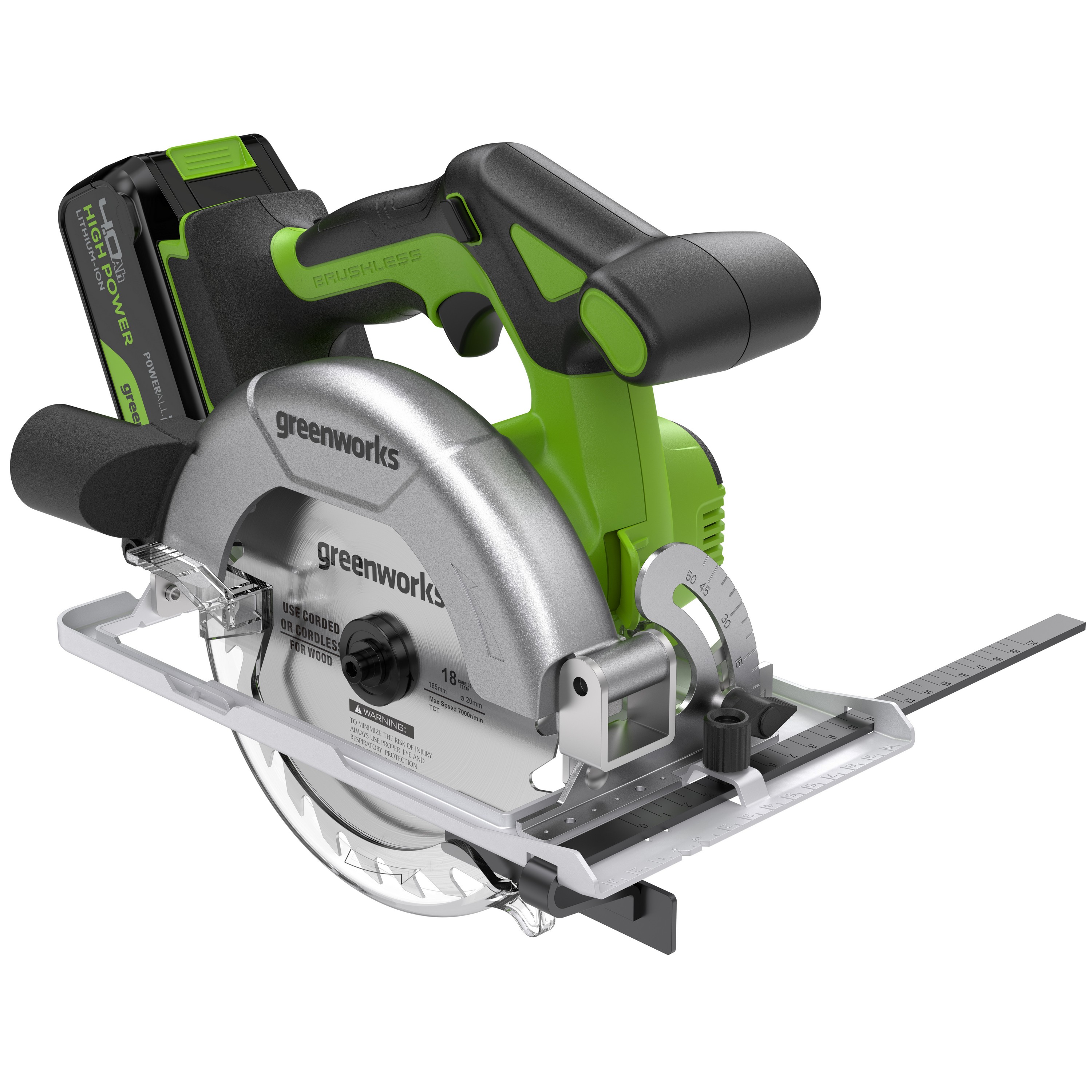 Пила циркулярная аккумуляторная Greenworks 24V GD24CS165 1501607, бесщеточная, без АКБ и ЗУ