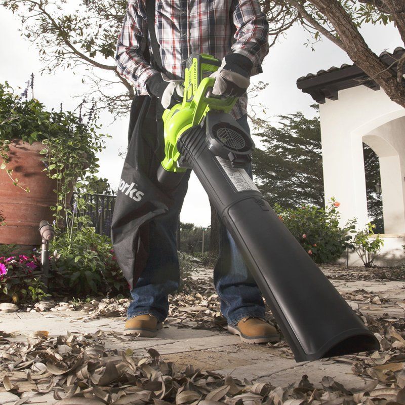 Воздуходув – садовый пылесос аккумуляторный Greenworks 40V GD40BV, бесщёточный, без АКБ и ЗУ