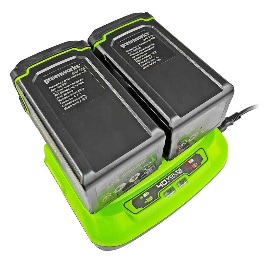 Зарядное устройство двойное быстрое (8 А) Greenworks 40V G40UC8 2938807 (с двумя слотами)