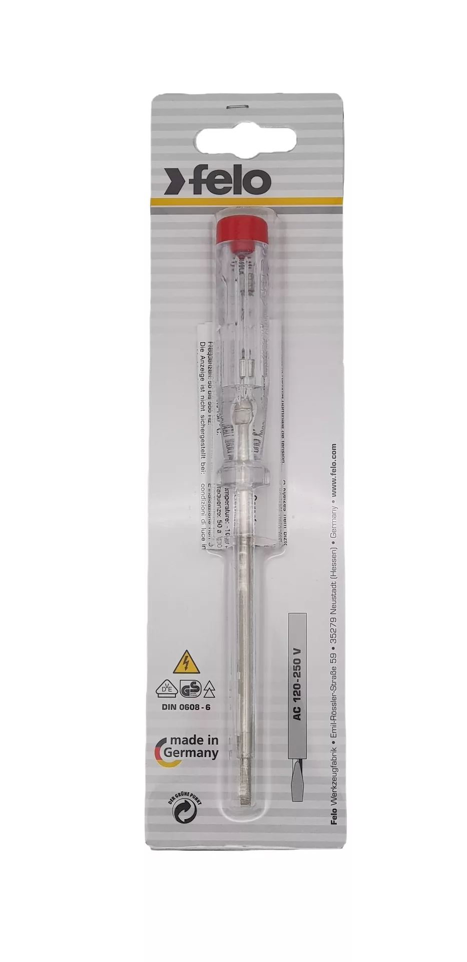 Отвертка-тестер напряжения, серия 361, 3,5х1,0х100 (220V-250V) FELO 361 350 01