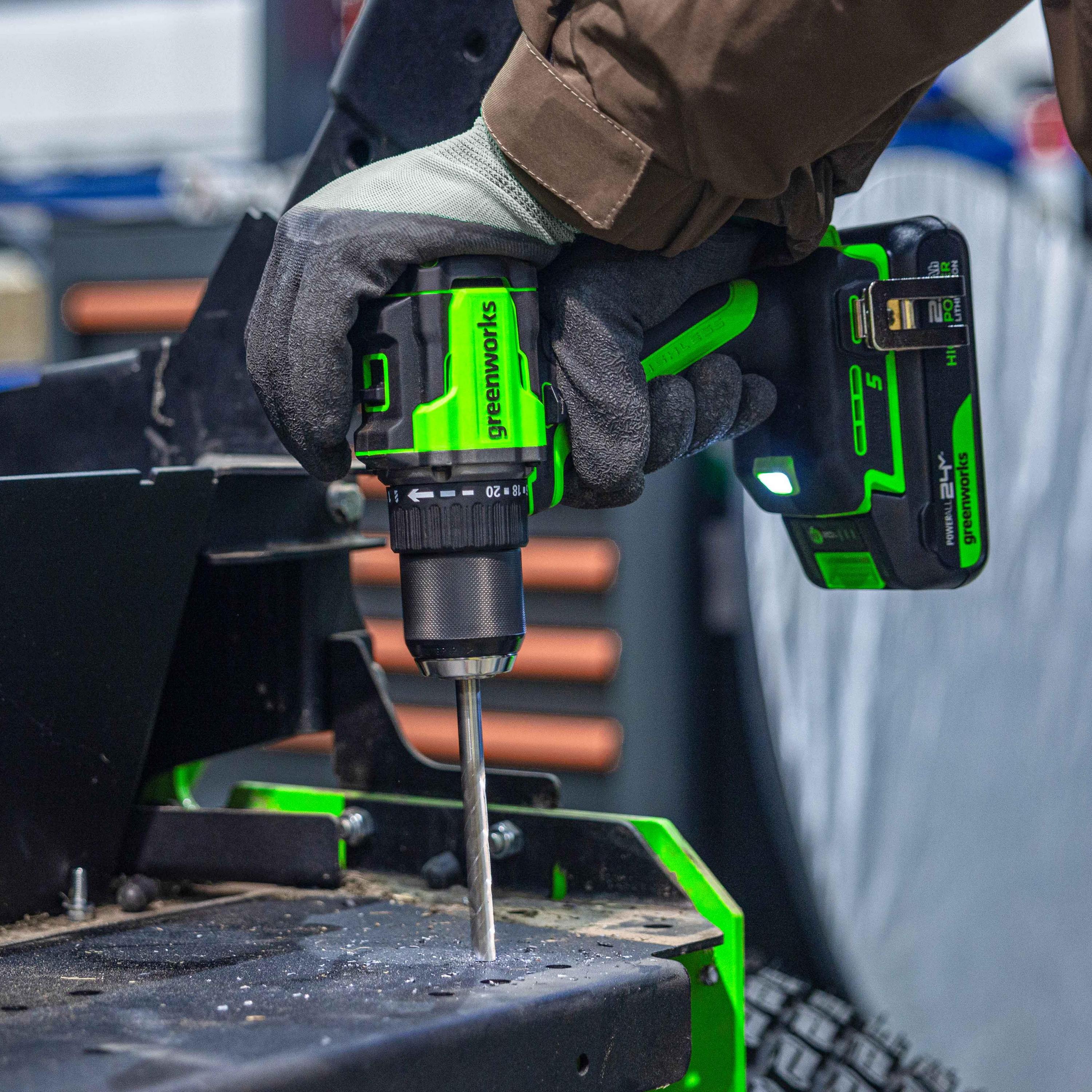 Дрель-шуруповерт 30/60 Нм аккумуляторная Greenworks 24V DD560 3708407, бесщеточная, без АКБ и ЗУ