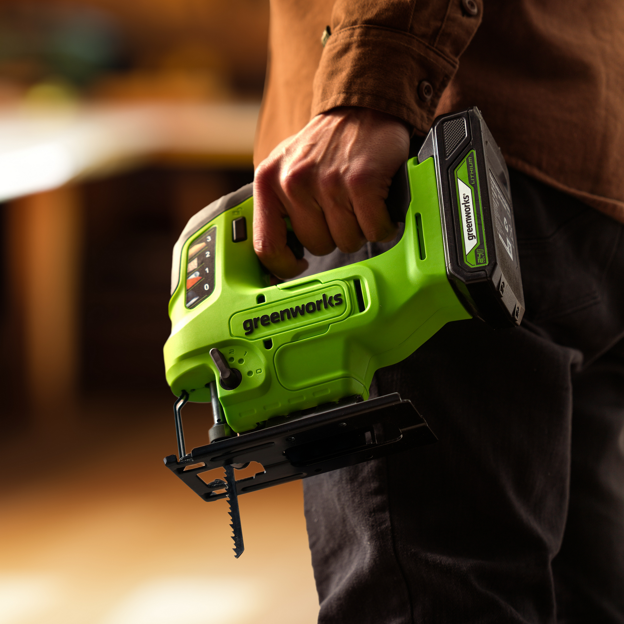 Лобзик аккумуляторный Greenworks GD24JS90 24V 3601707 (3000 ход/мин), бесщеточный, без АКБ и ЗУ