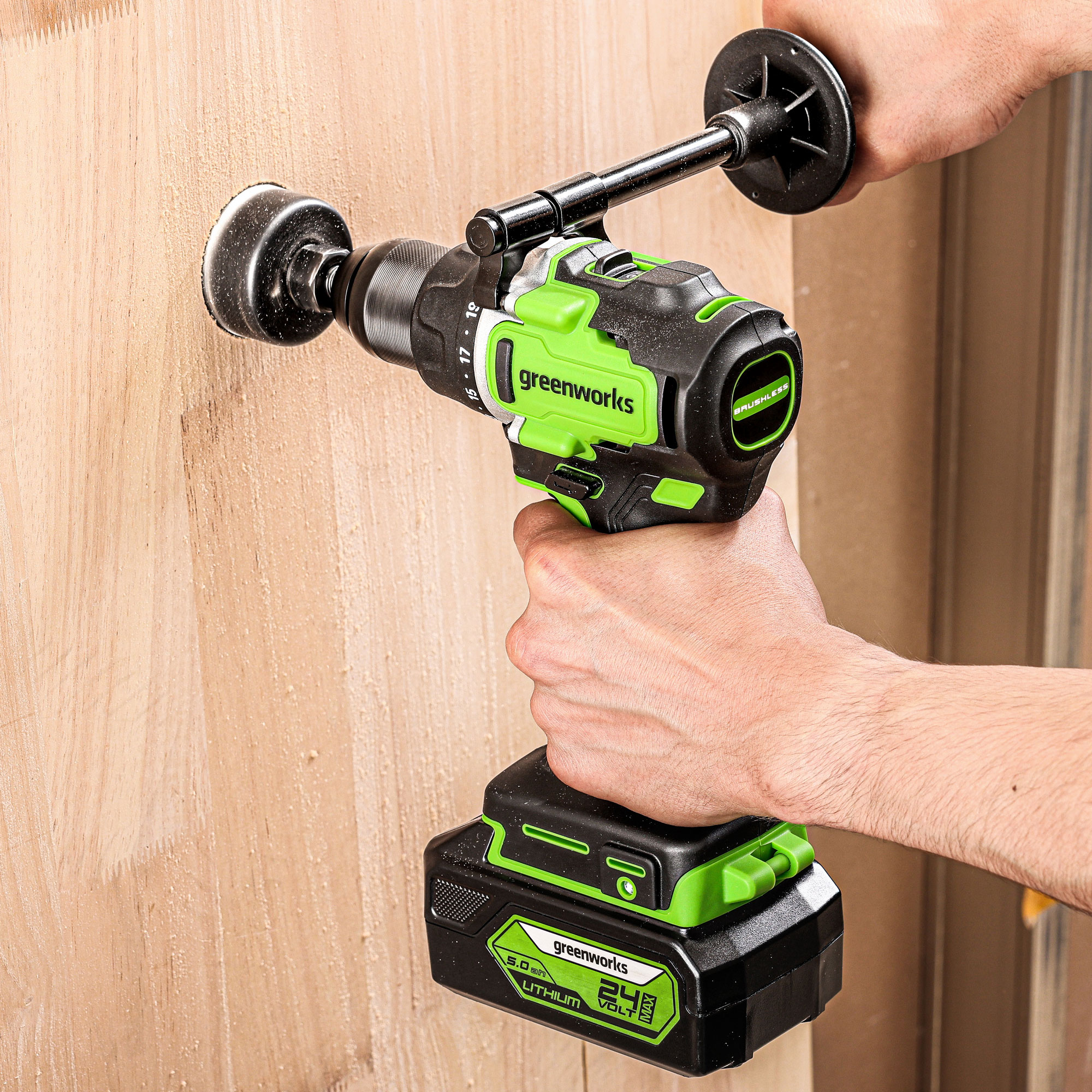 Дрель-шуруповерт аккумуляторная Greenworks 24V GD24DD90 (90 Нм) 3707507, бесщёточная, без АКБ и ЗУ
