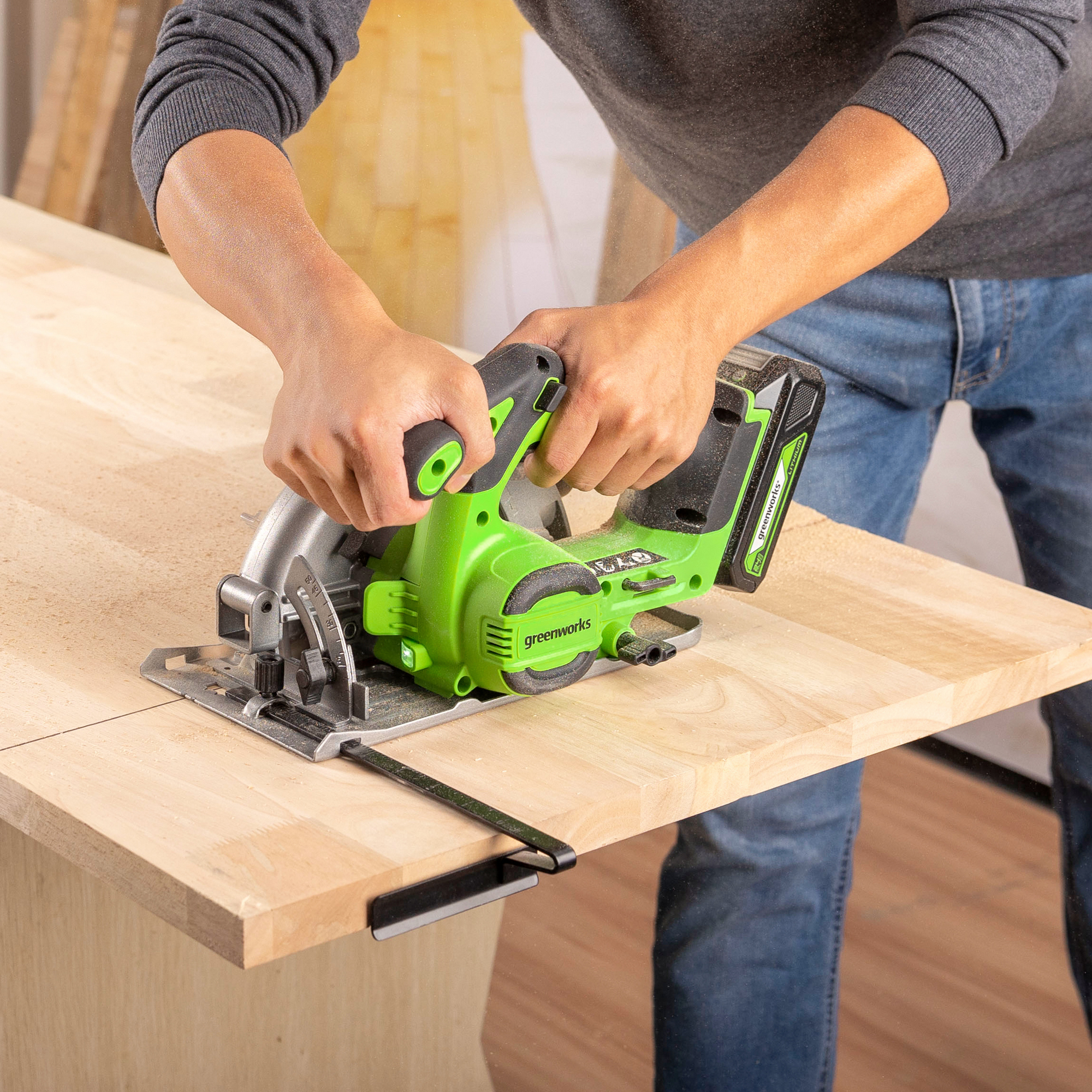 Пила циркулярная аккумуляторная Greenworks 24V GD24CS165 1501607, бесщеточная, без АКБ и ЗУ
