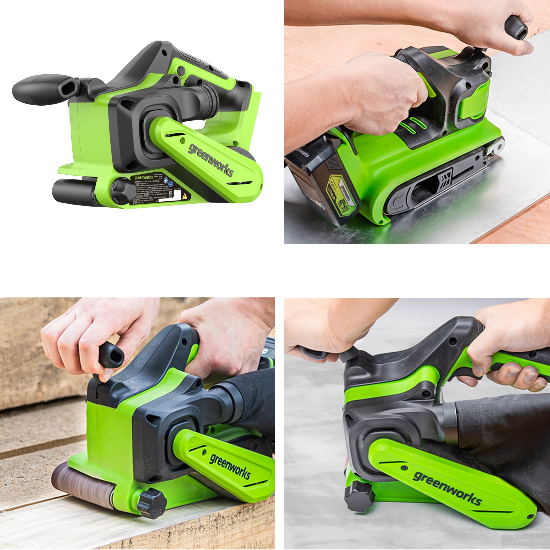Ленточная шлифовальная машина аккумуляторная Greenworks 24V G24BS 3100607, бесщеточная, без АКБ и ЗУ