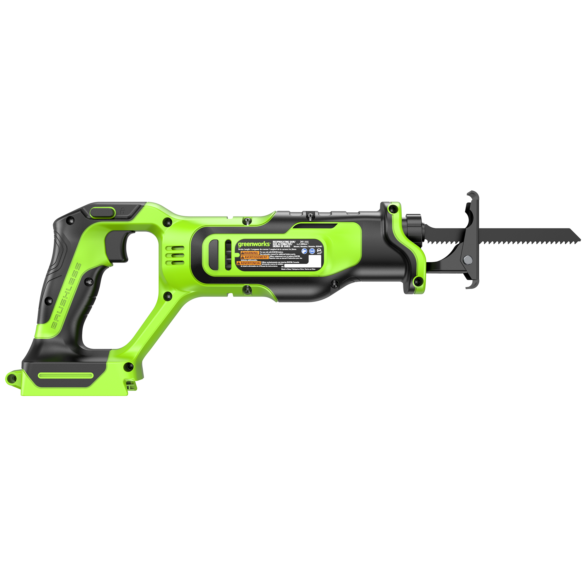 Пила сабельная аккумуляторная Greenworks 24V GPT-BLRS-1 1200607, бесщеточная, без АКБ и ЗУ