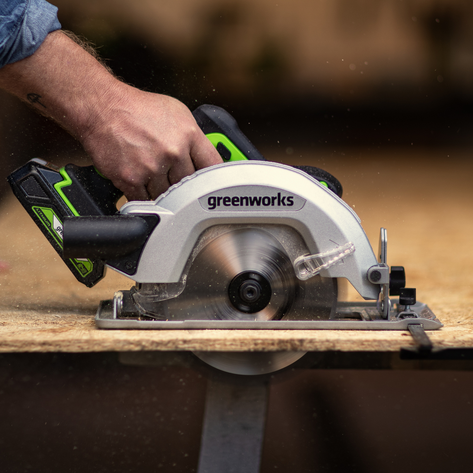 Пила циркулярная аккумуляторная Greenworks 24V GD24CS 1500907, бесщеточная, без АКБ и ЗУ