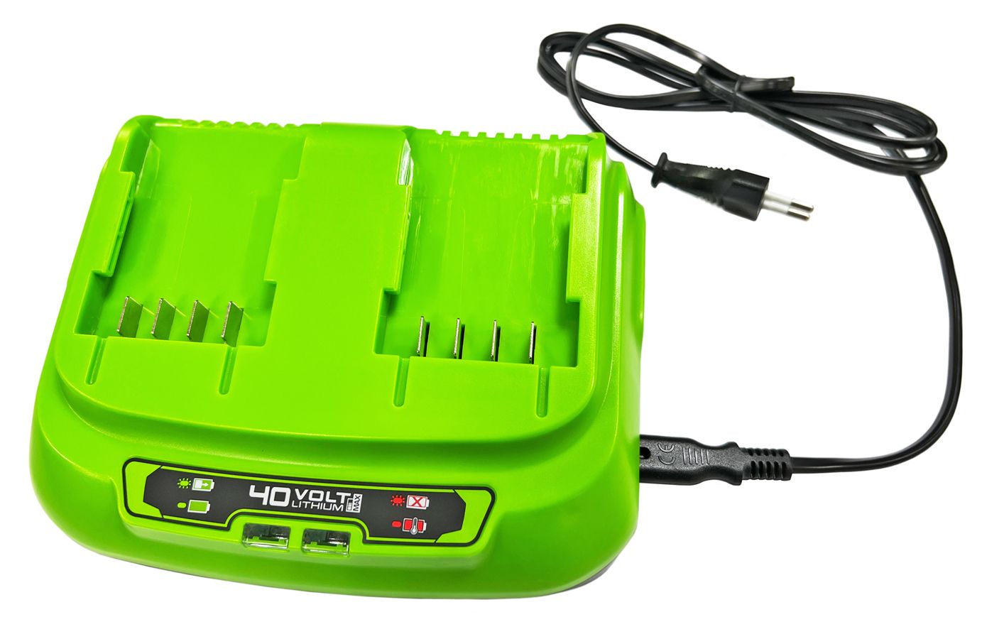 Зарядное устройство двойное быстрое (8 А) Greenworks 40V G40UC8 2938807 (с двумя слотами)