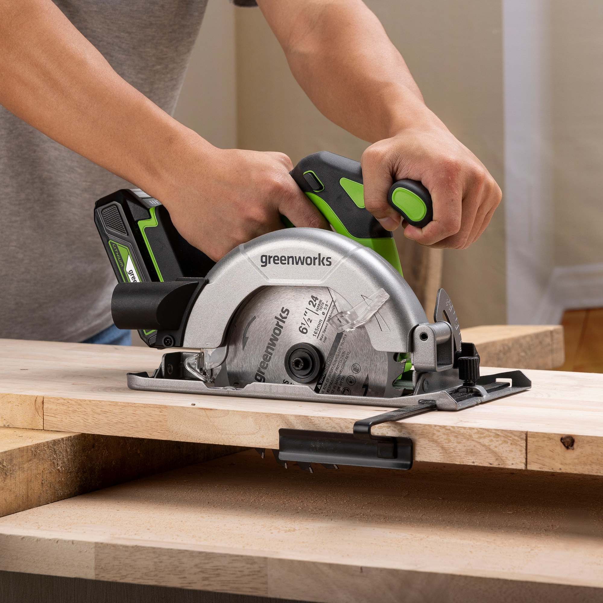 Пила циркулярная аккумуляторная Greenworks 24V GD24CS165 1501607, бесщеточная, без АКБ и ЗУ