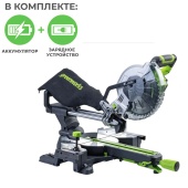 Пила торцовочная 216x30 мм с протяжкой аккумуляторная Greenworks 24V GD24MS216 1501707, бесщеточная, с АКБ на 2 А*ч и ЗУ