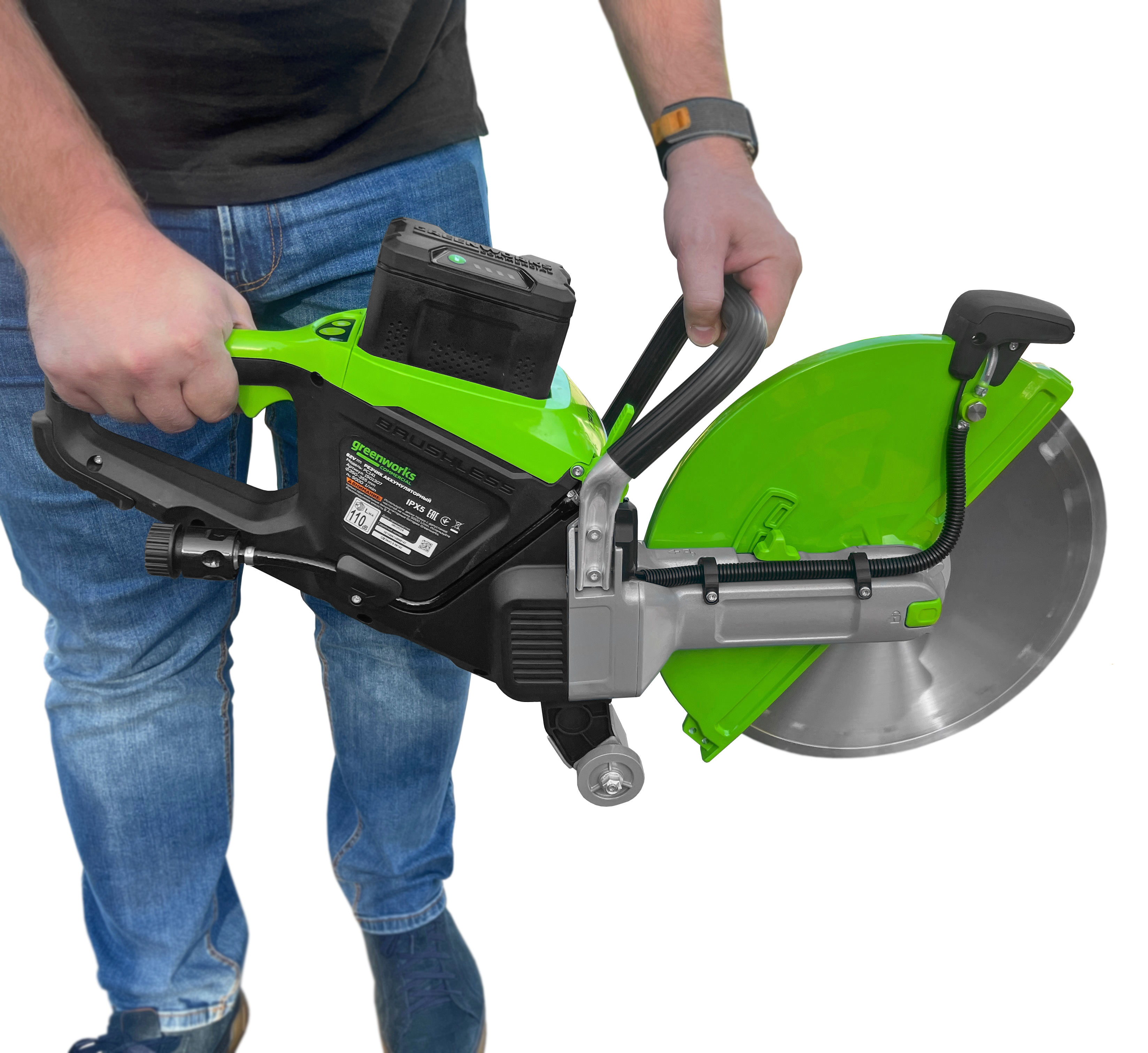 Бетонорез 350 мм, 4,3 кВт, аккумуляторный Greenworks 82V 1501307, бесщеточный, без АКБ и ЗУ
