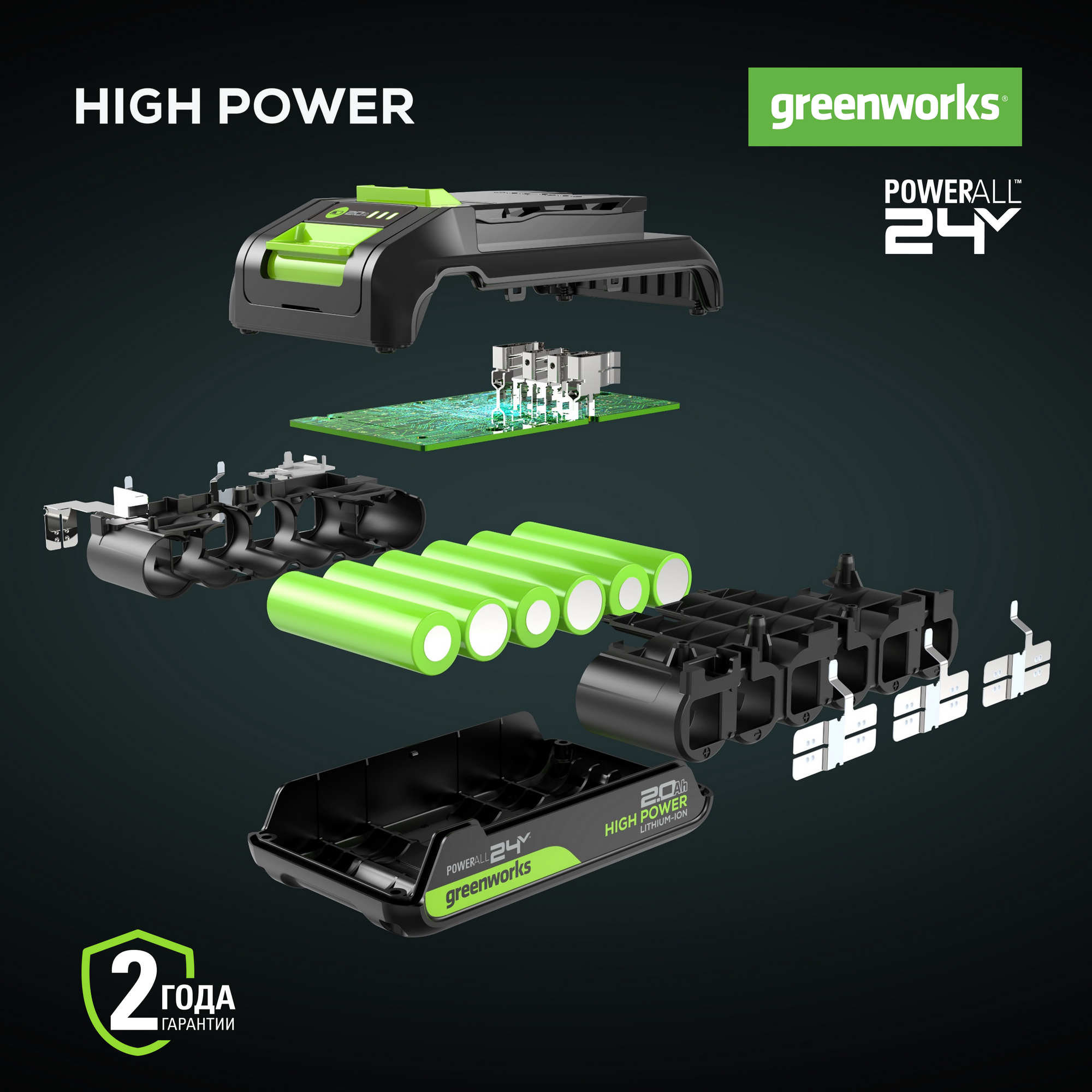 Аккумулятор 2 Ah Greenworks High Power 24V G24HP2 2957707