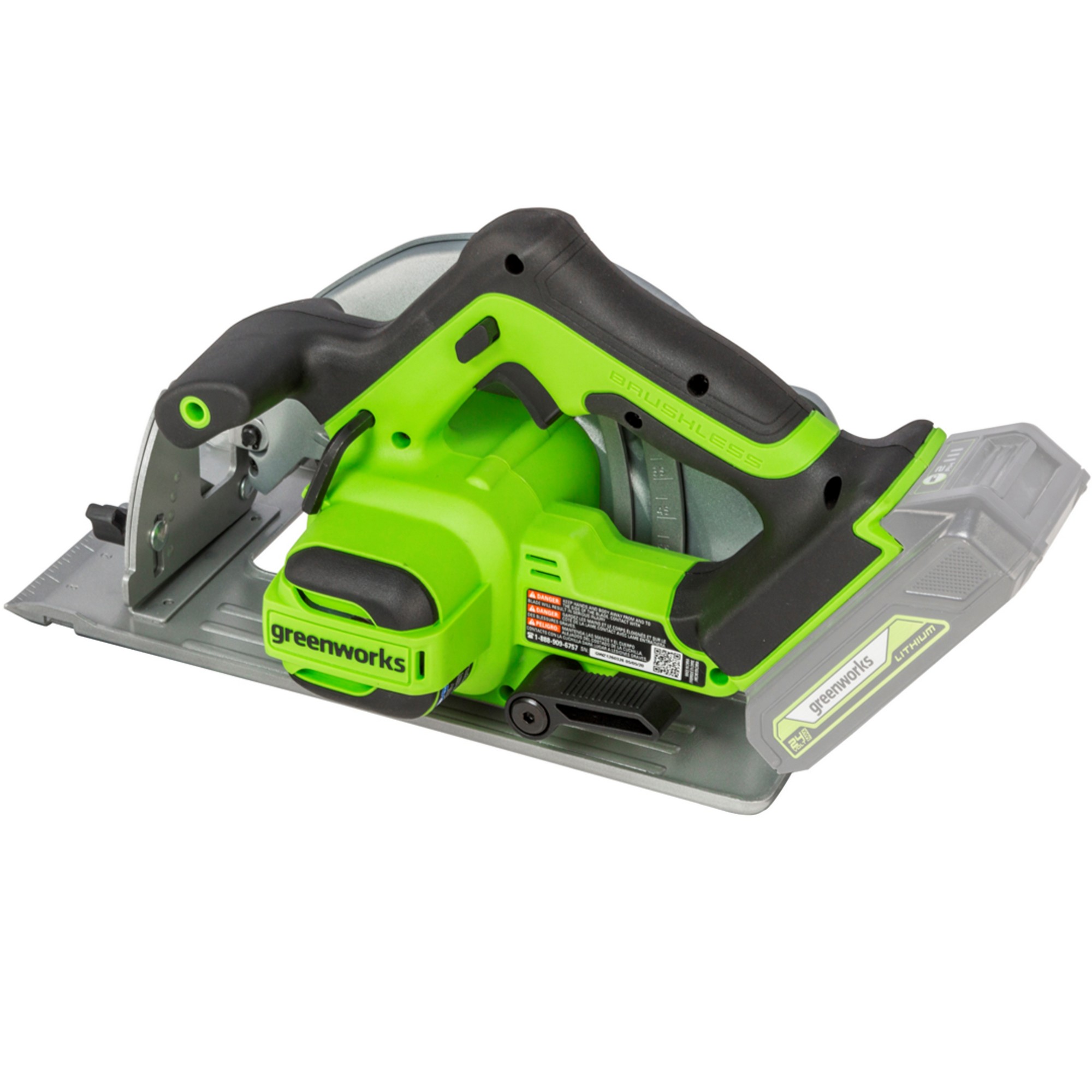 Пила циркулярная аккумуляторная Greenworks 24V GD24CS 1500907, бесщеточная, без АКБ и ЗУ