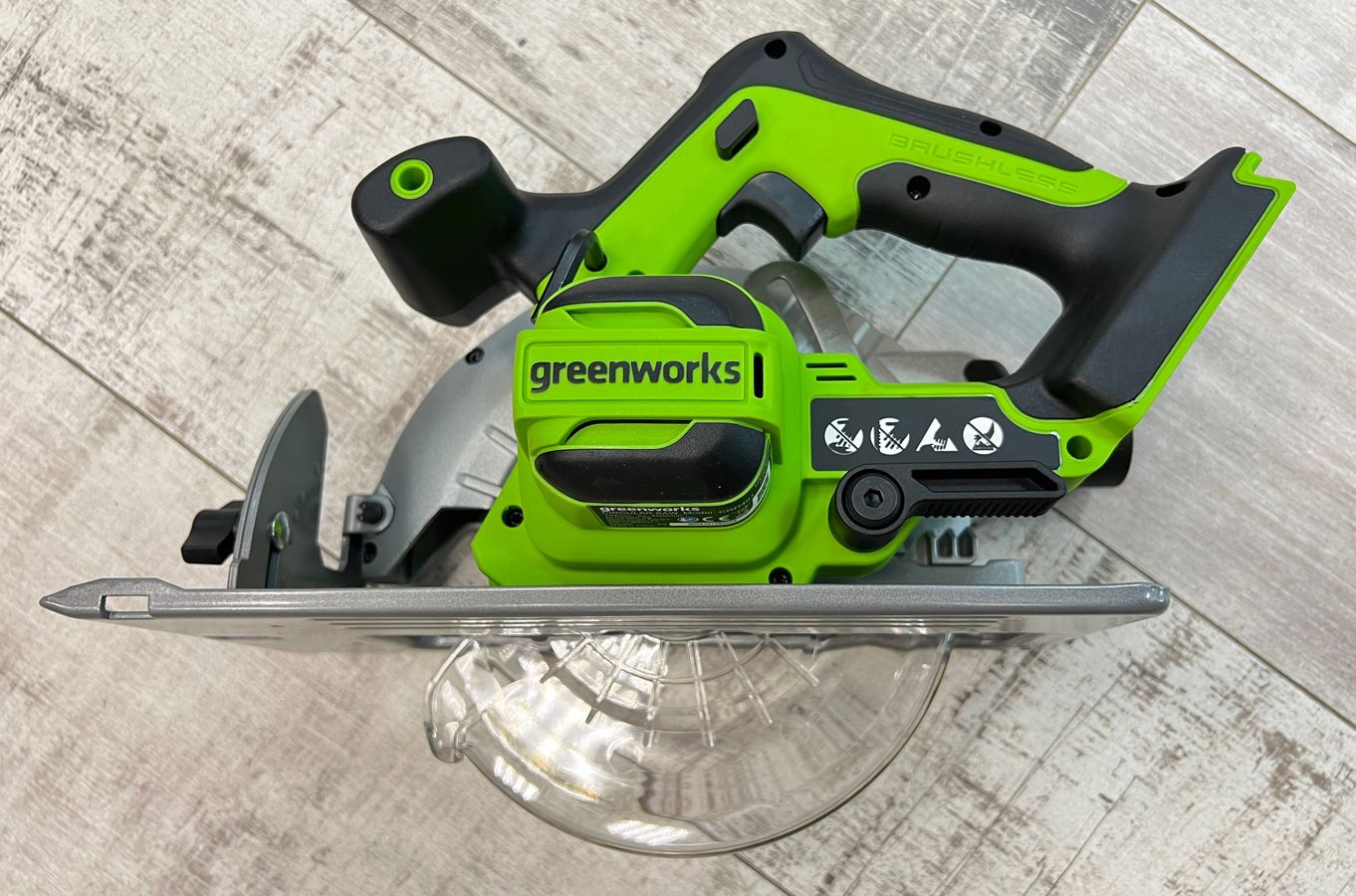 Пила циркулярная аккумуляторная Greenworks 24V GD24CS 1500907, бесщеточная, без АКБ и ЗУ