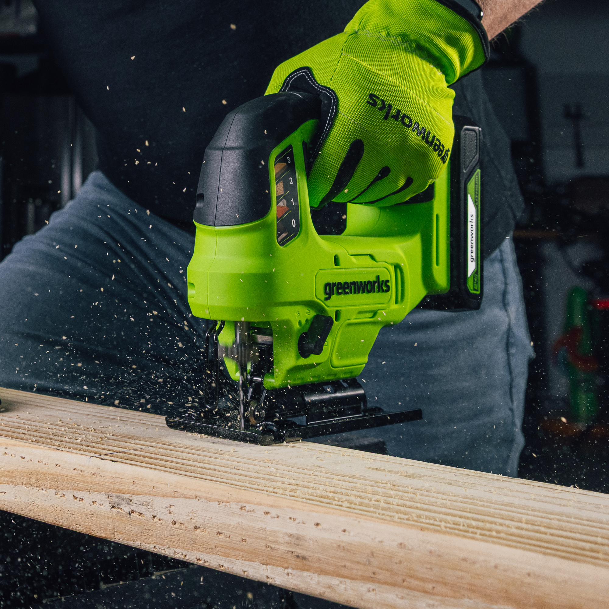 Лобзик аккумуляторный Greenworks GD24JS90 24V 3601707 (3000 ход/мин), бесщеточный, без АКБ и ЗУ