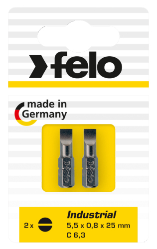 Биты SL5,5x1,0х25, С 6,3, 2 шт. FELO 020 520 36
