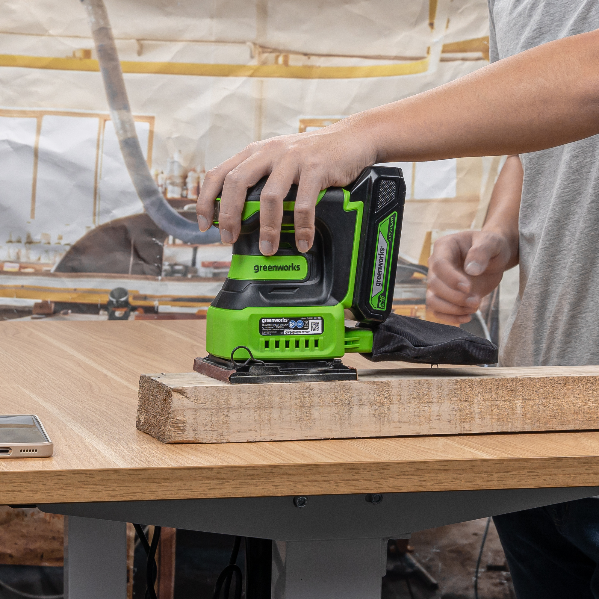 Плоскошлифовальная машина аккумуляторная Greenworks 24V G24SS14 3100507, без АКБ и ЗУ