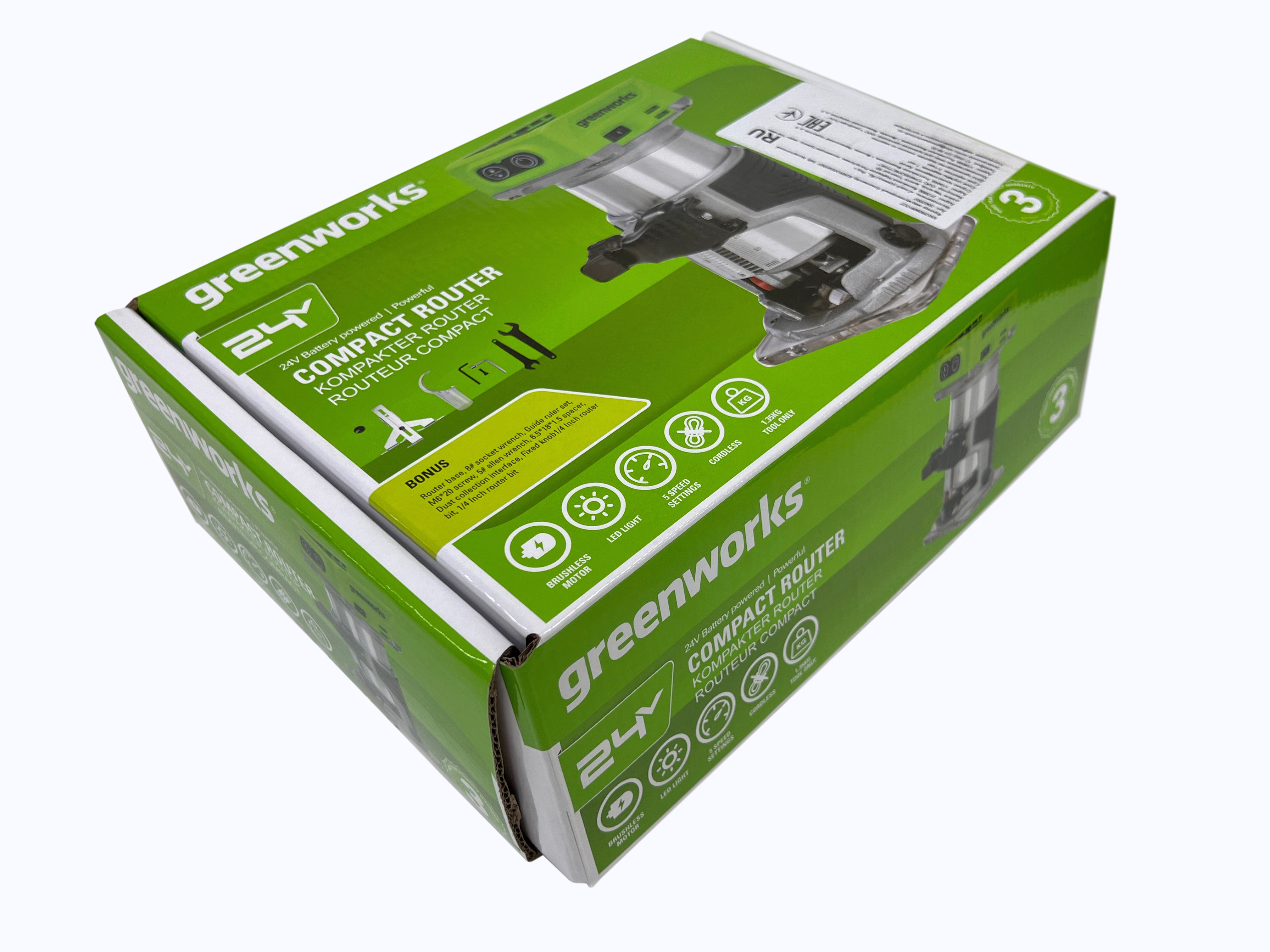 Фрезер аккумуляторный Greenworks 24V G24RO 3502507, бесщеточный, без АКБ и ЗУ