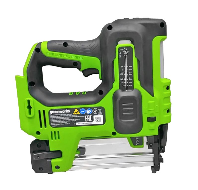Гвоздезабивной пистолет (нейлер) аккумуляторный Greenworks 24V GD24BN 3400707, бесщёточный, без АКБ и ЗУ