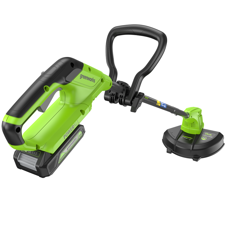 Триммер аккумуляторный Greenworks 25 см 24V G24LT251 2113307SA с пластиковым ножом, с АКБ на 2 А*ч и ЗУ