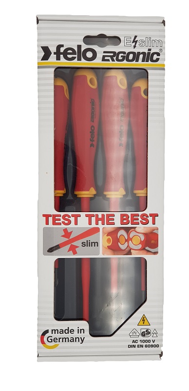 Набор отвёрток ERGONIC E-SLIM диэлектр., серия 413 4 шт. в кейсе FELO 413 841 98