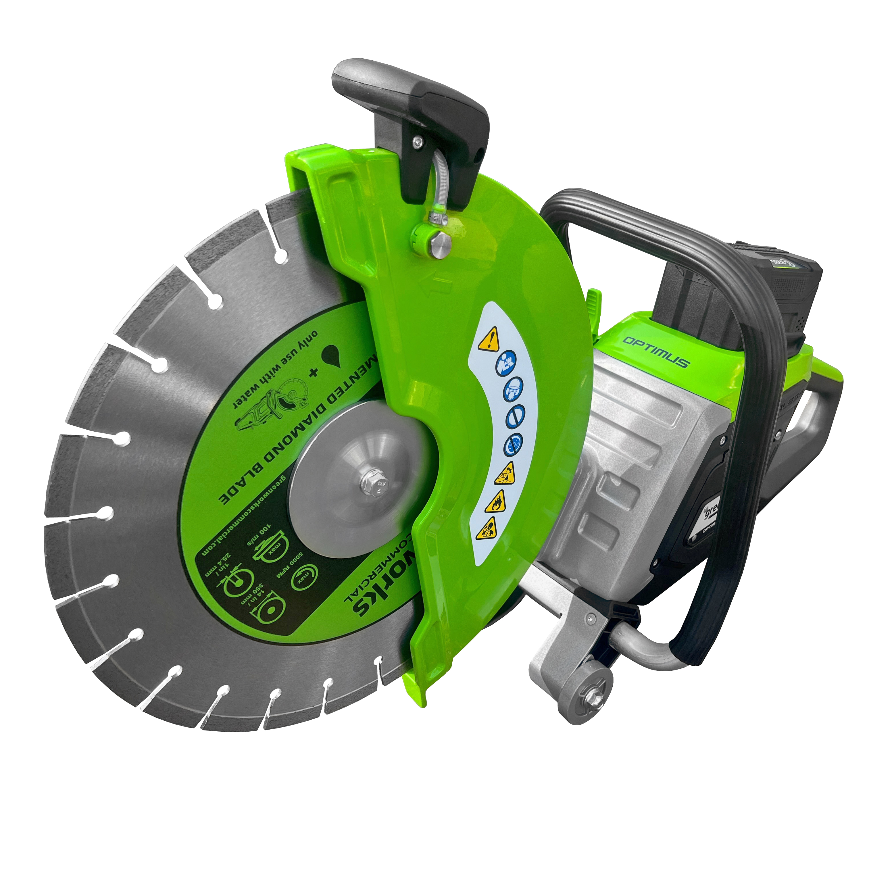 Бетонорез 350 мм, 4,3 кВт, аккумуляторный Greenworks 82V 1501307, бесщеточный, без АКБ и ЗУ