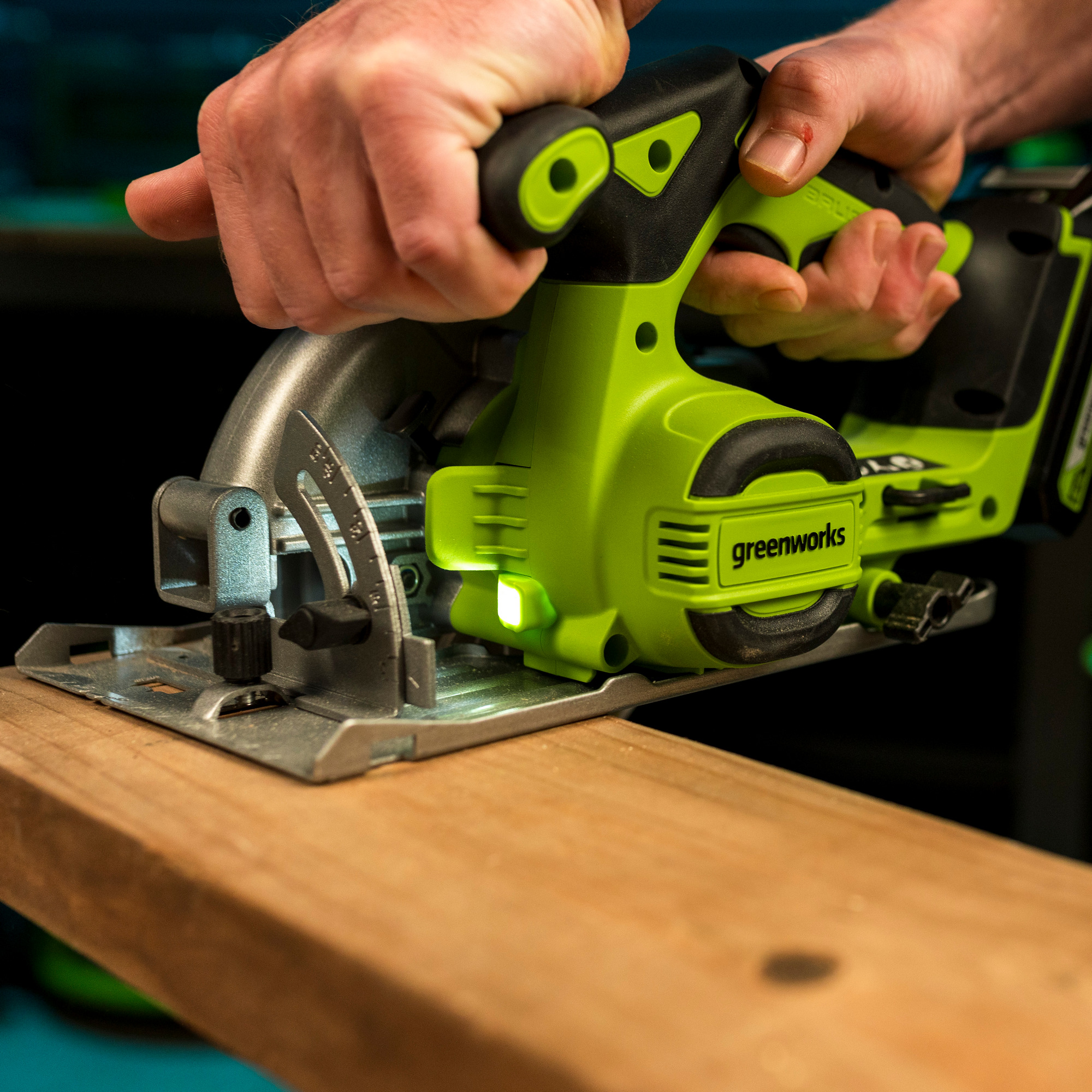 Пила циркулярная аккумуляторная Greenworks 24V GD24CS165 1501607, бесщеточная, без АКБ и ЗУ