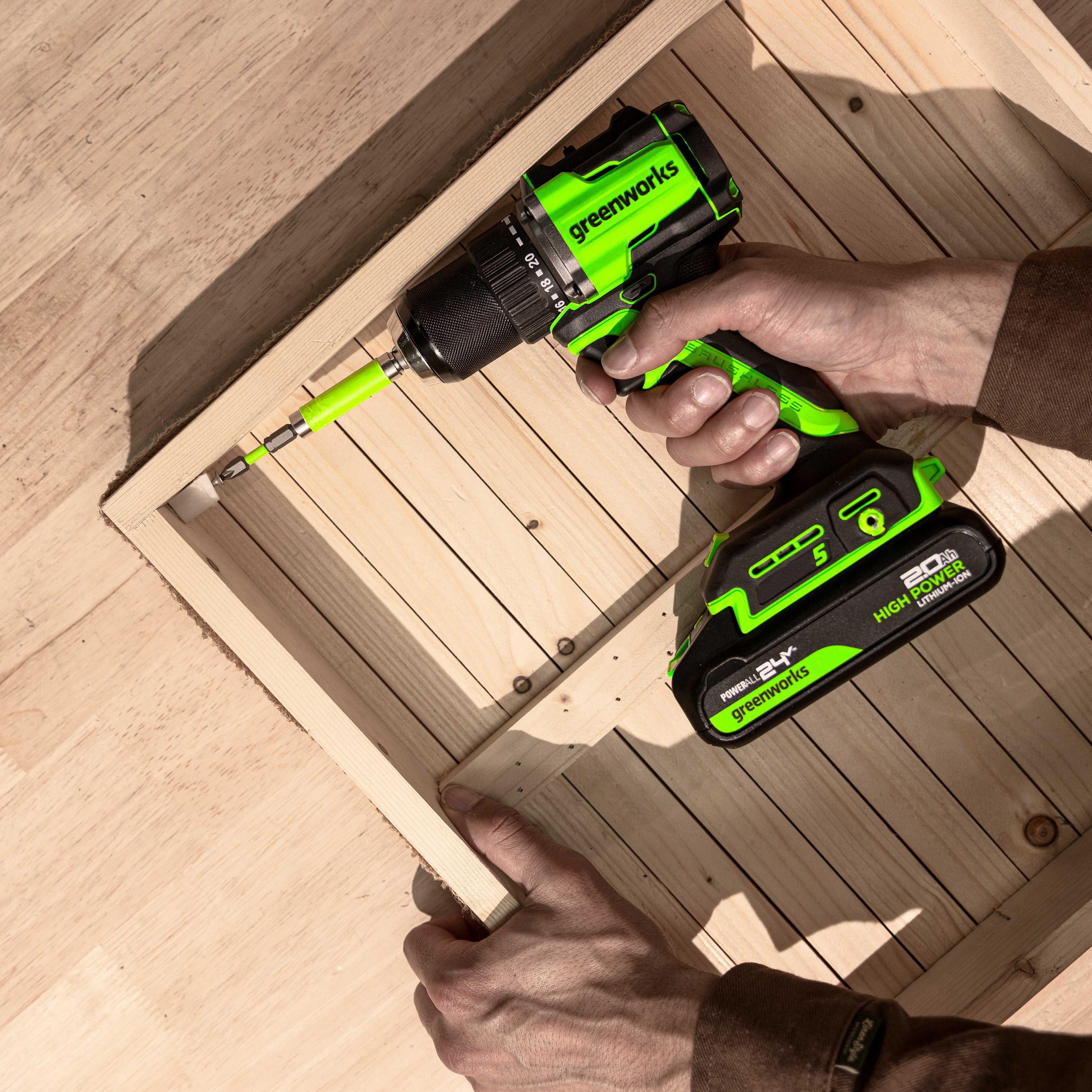 Дрель-шуруповерт 30/60 Нм аккумуляторная Greenworks 24V DD560 3708407, бесщеточная, без АКБ и ЗУ