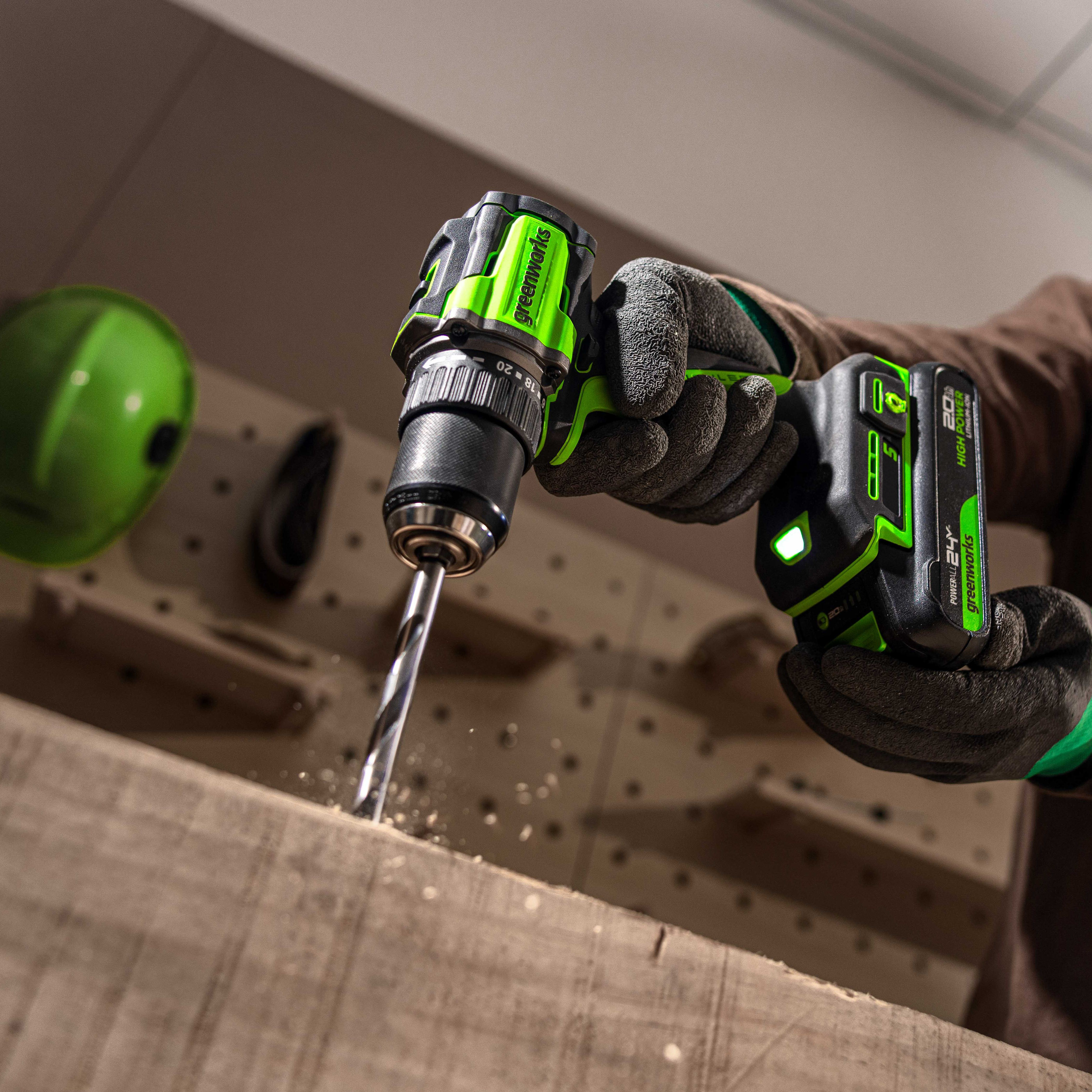 Дрель-шуруповерт 30/60 Нм аккумуляторная Greenworks 24V DD560 3708407, бесщеточная, без АКБ и ЗУ