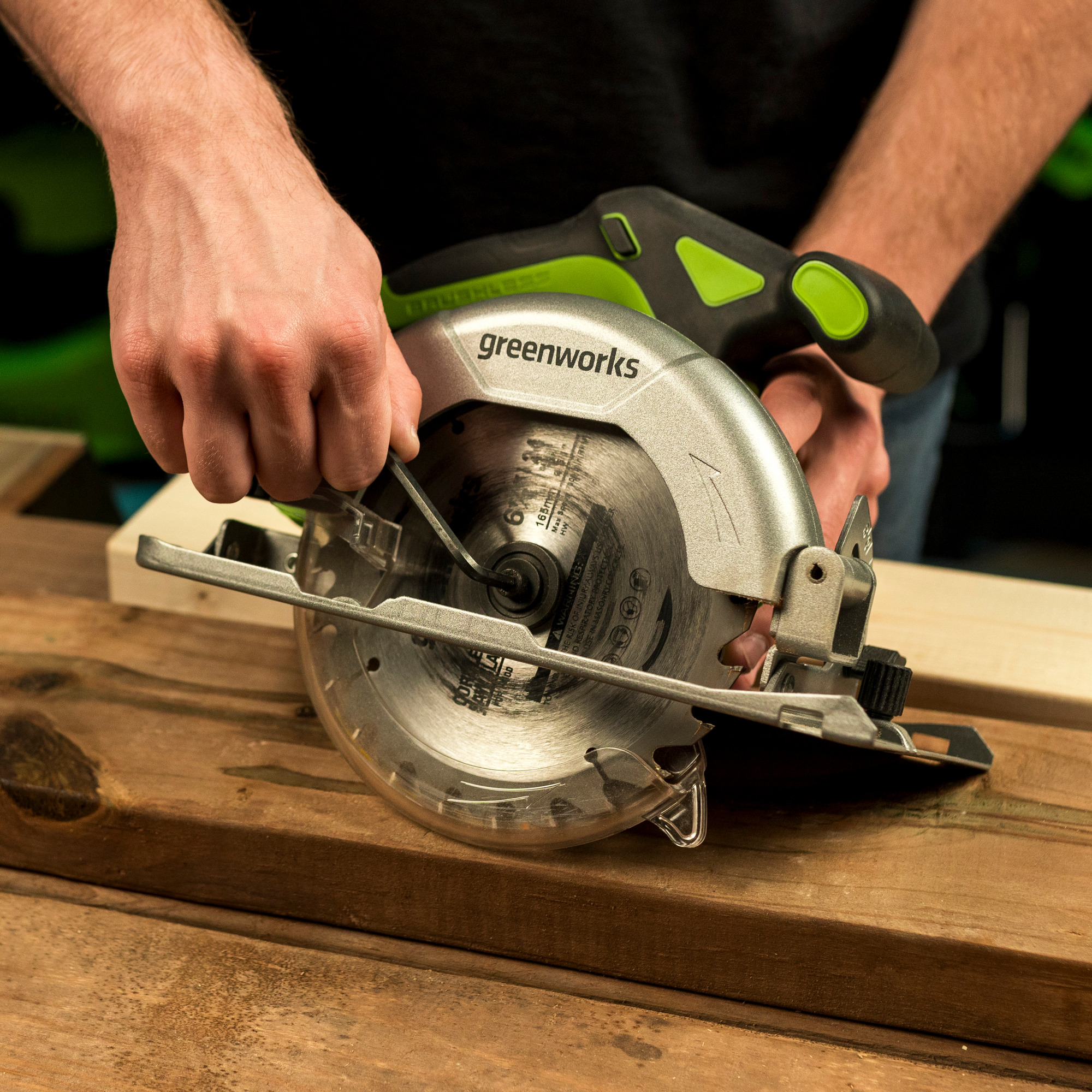 Пила циркулярная аккумуляторная Greenworks 24V GD24CS165 1501607, бесщеточная, без АКБ и ЗУ