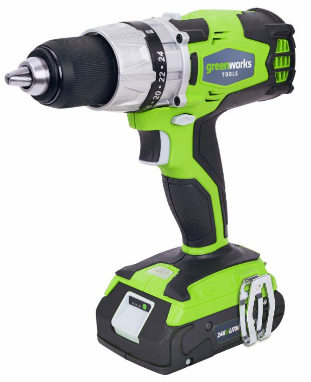 Шуруповёрт аккумуляторный Greenworks 24V GD24DD, бесщёточный