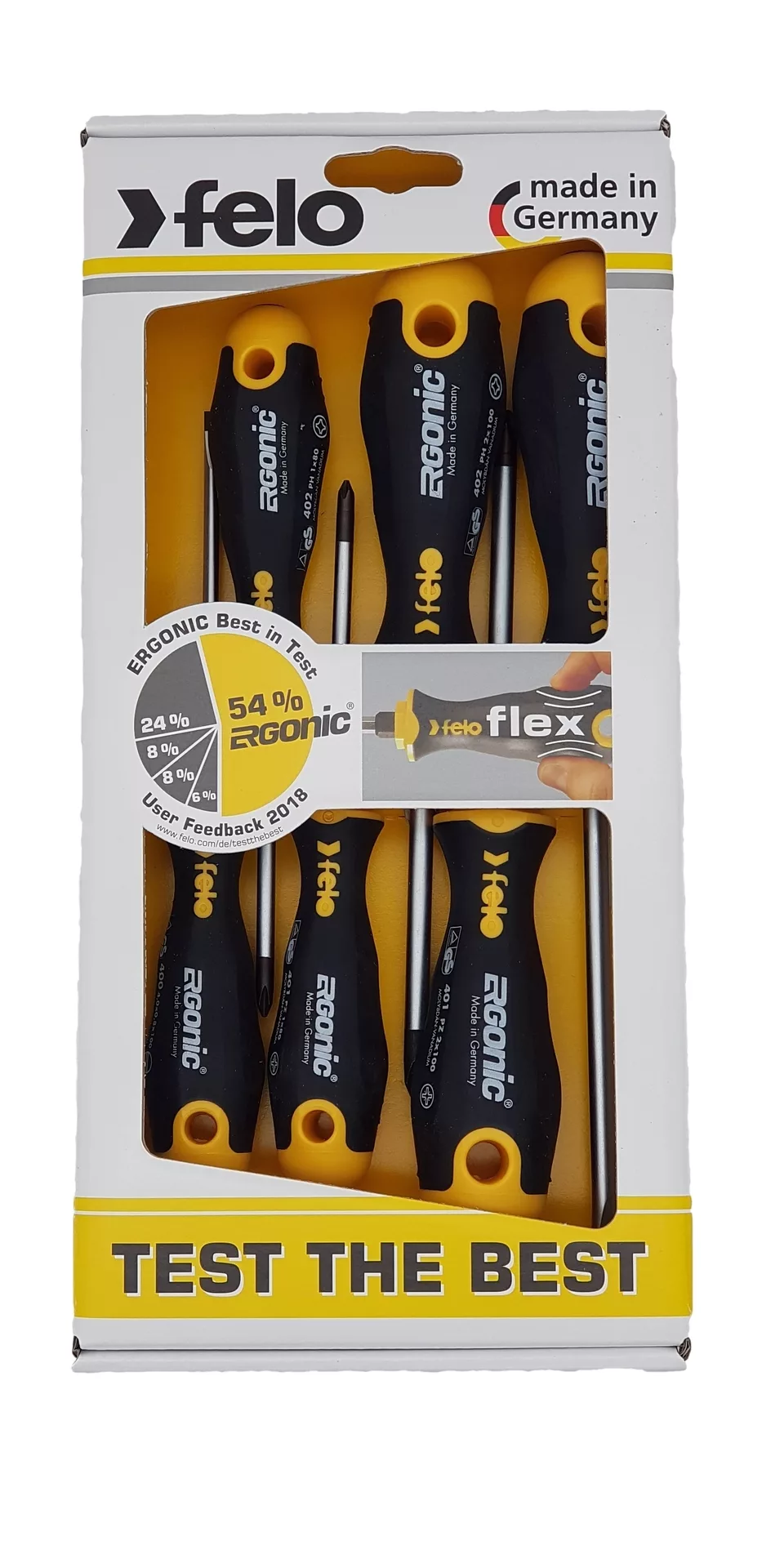 Набор отвёрток 6 шт., серия 400 Ergonic FELO 400 961 18