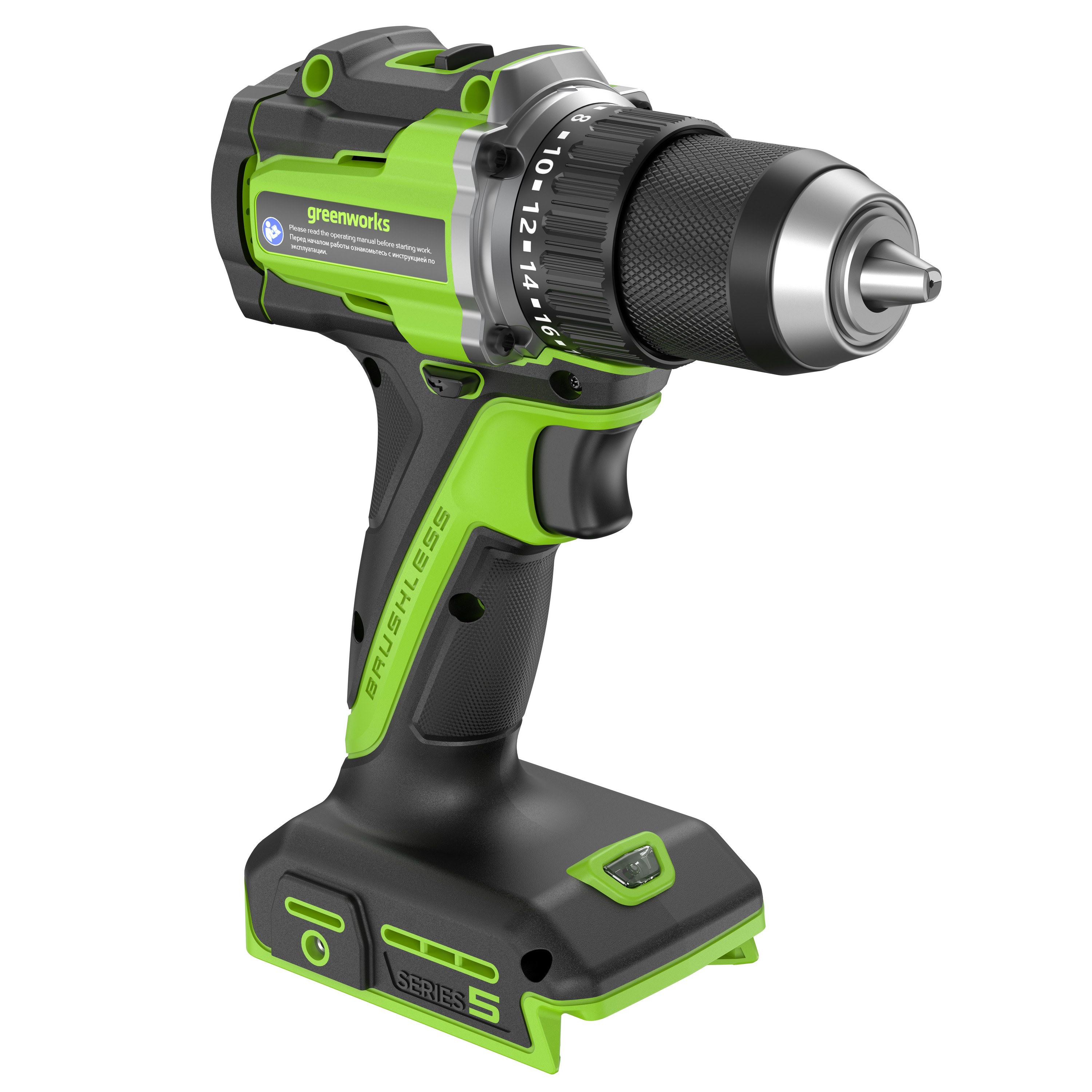 Дрель-шуруповерт 30/60 Нм аккумуляторная Greenworks 24V DD560 3708407, бесщеточная, без АКБ и ЗУ