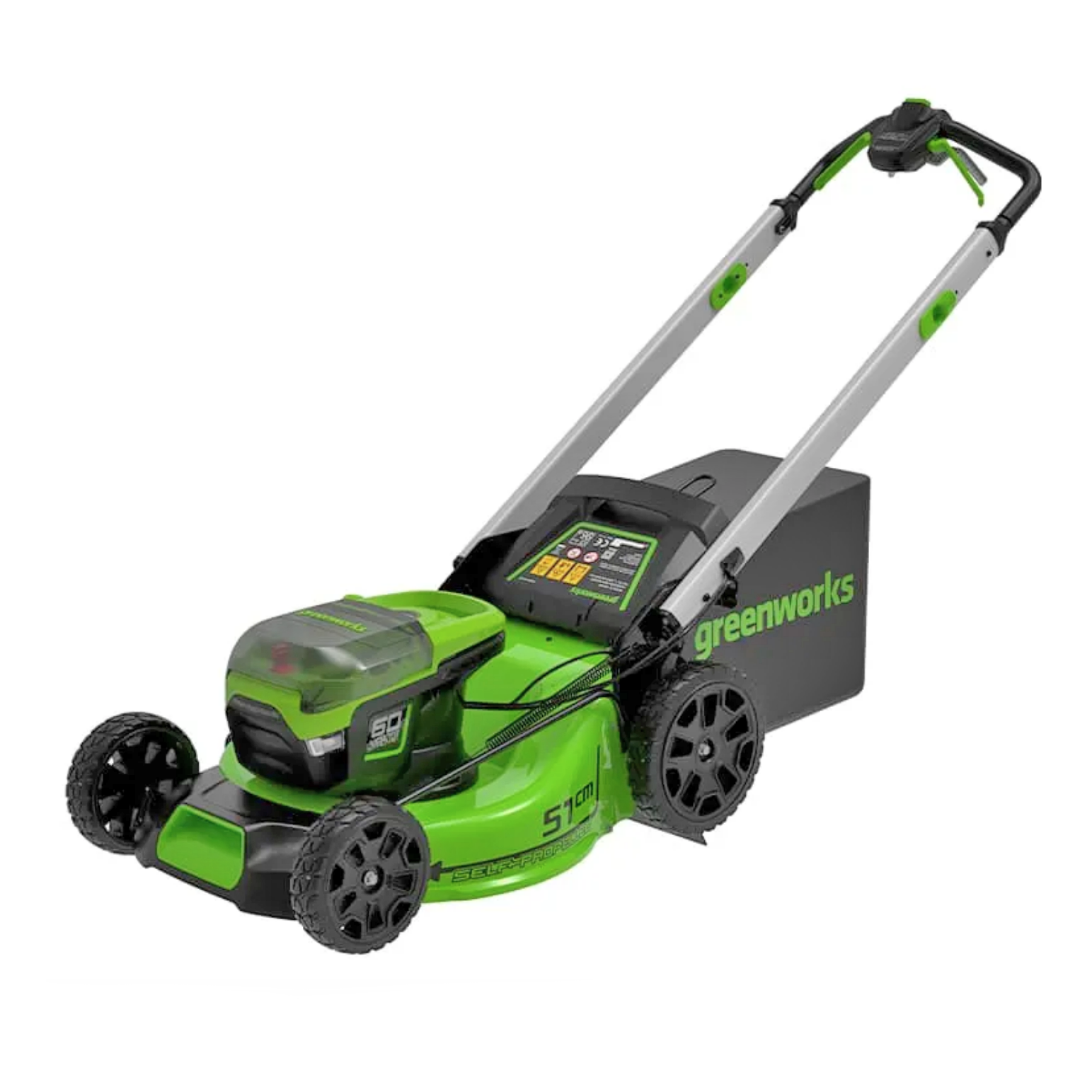 Газонокосилка самоходная, аккумуляторная 51 см Greenworks  60V GD60LM51SP 2514307, бесщеточная, без АКБ и ЗУ