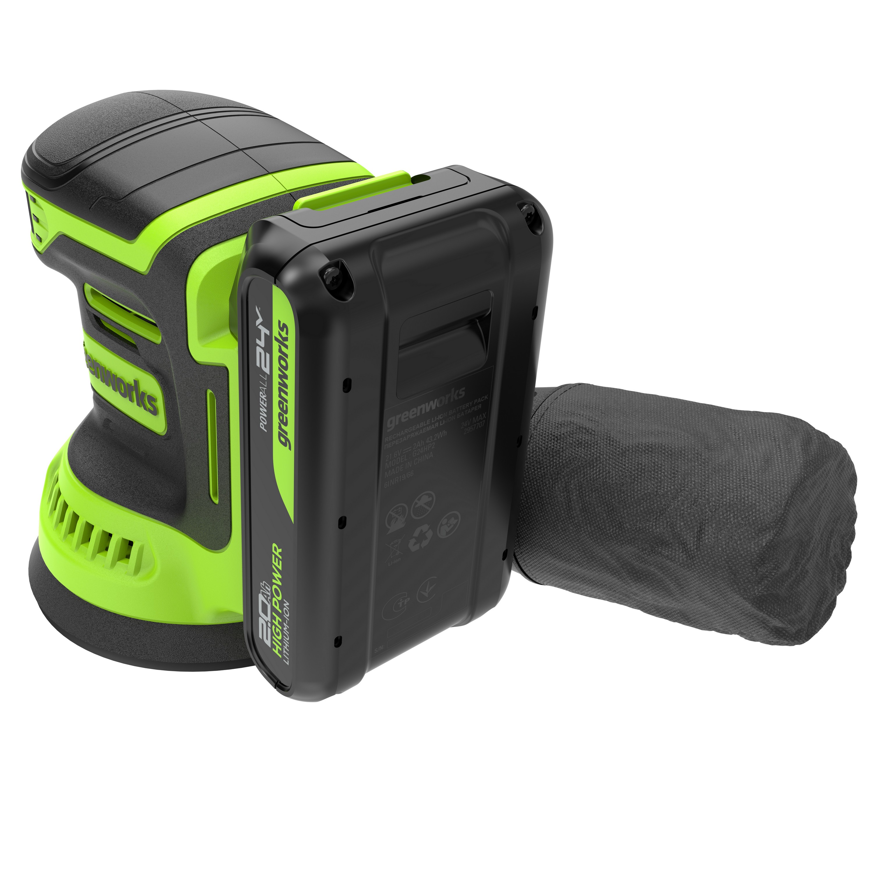 Шлифмашинка эксцентриковая 125 мм аккумуляторная Greenworks 24V OS325 3100907, без АКБ и ЗУ