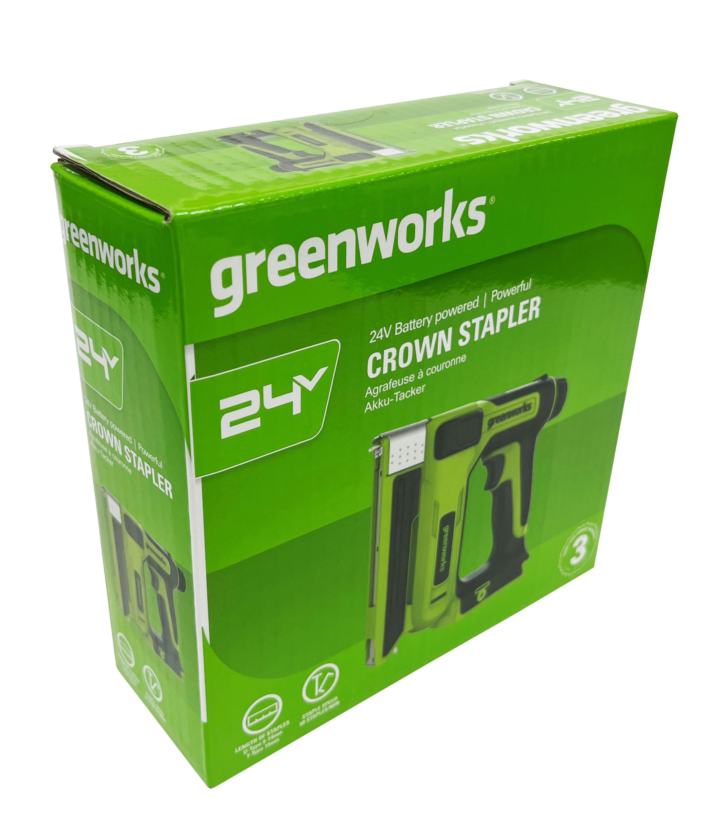 Степлер аккумуляторный Greenworks 24V G24CS10 3400107, без АКБ и ЗУ