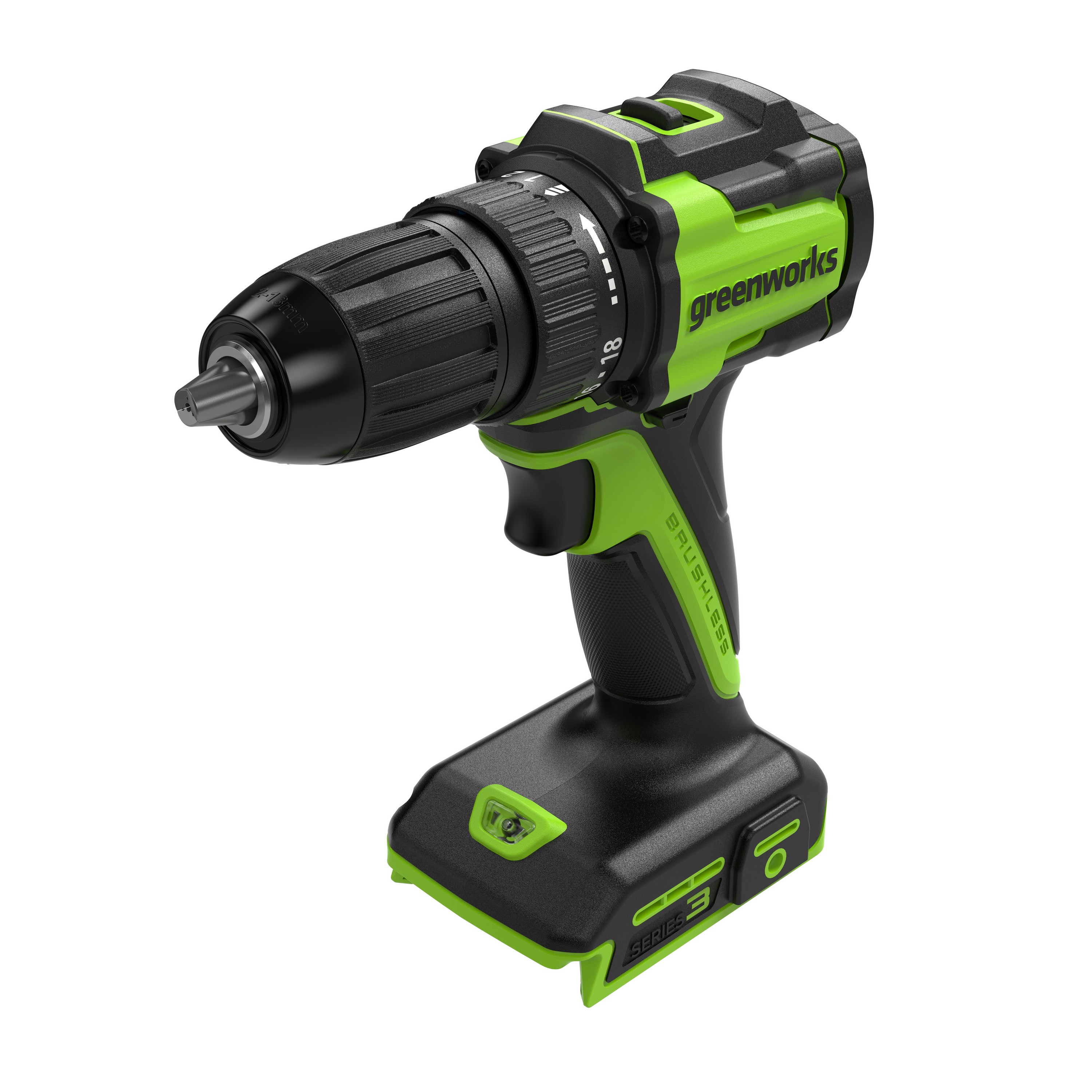 Дрель-шуруповерт 27/45 Нм аккумуляторная Greenworks 24V DD345 3708307, бесщеточная, без АКБ и ЗУ