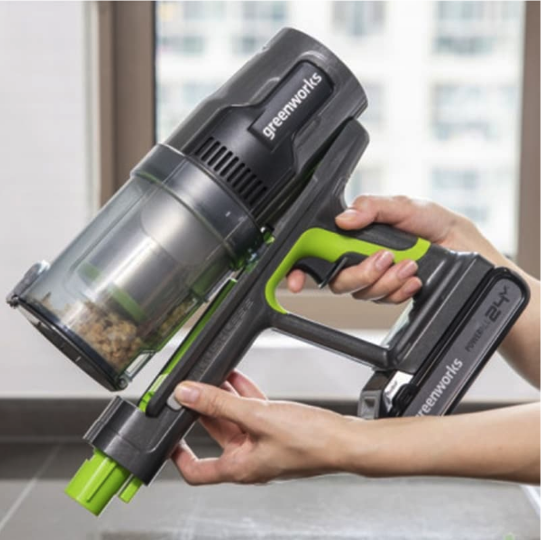 Пылесос вертикальный 500 Вт аккумуляторный Greenworks 24V G24SV 4701407, бесщёточный, без АКБ и ЗУ