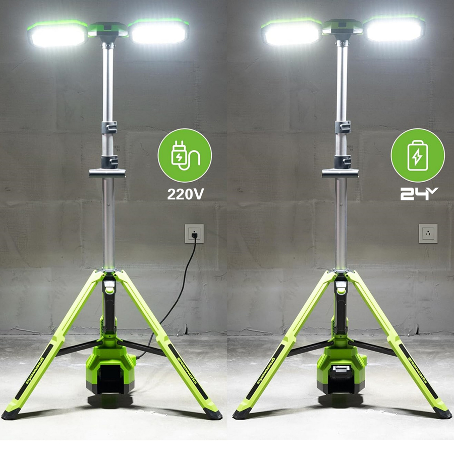 Мачта осветительная (3000 лм) аккумуляторная Greenworks гибрид 24V /110-240V, GPT-STL 3503207, без АКБ и ЗУ