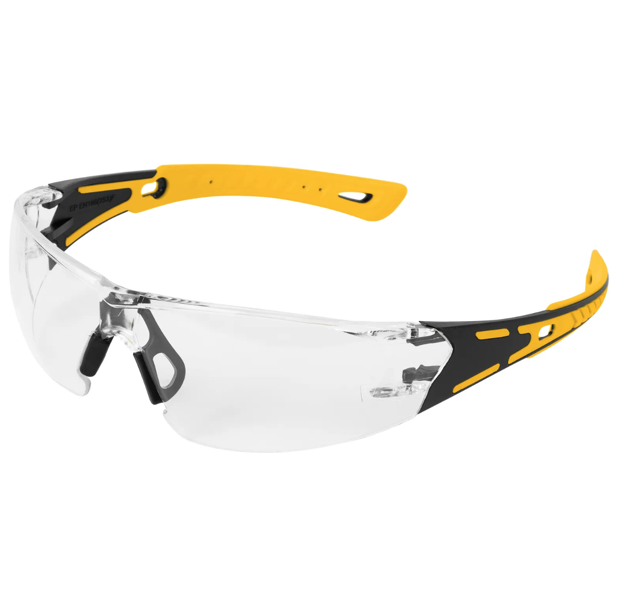 Очки защитные открытые, поликарбонатные, прозрачная линза, двухкомпонентные дужки
