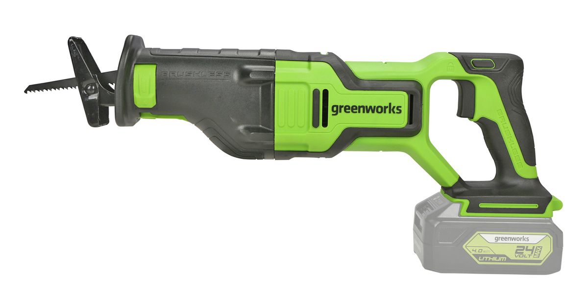 Пила сабельная аккумуляторная Greenworks 24V GD24RS 1200407, бесщеточная, без АКБ и ЗУ