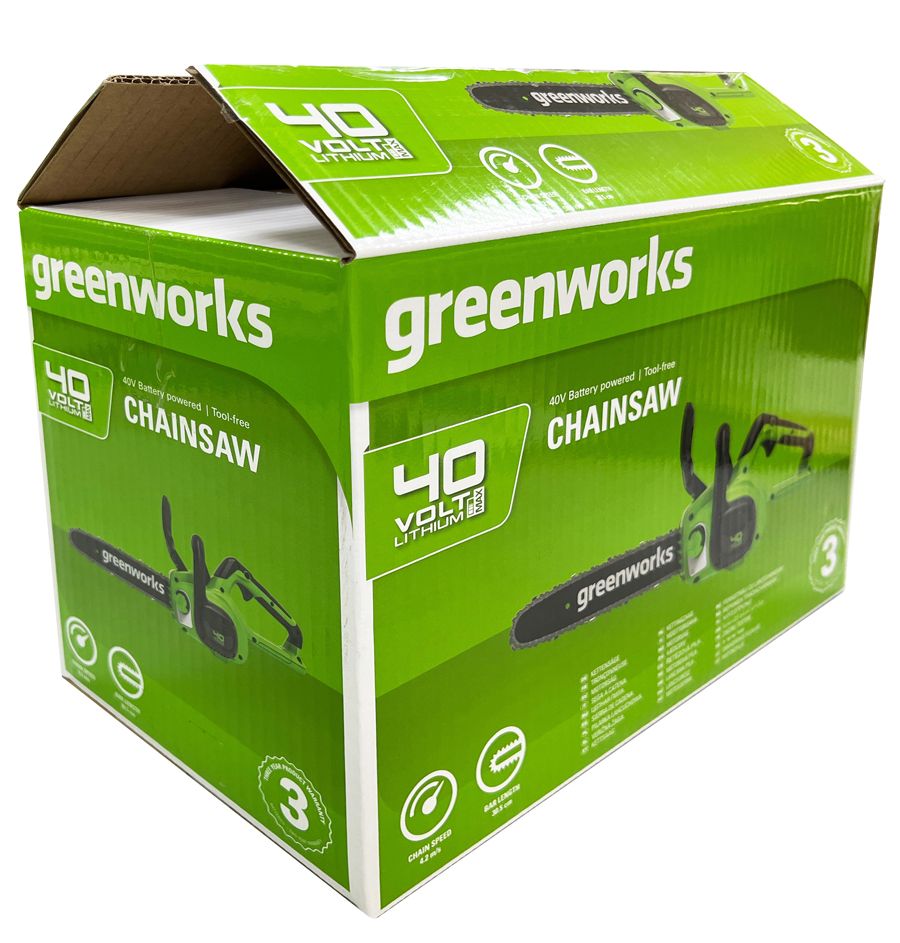 Пила аккумуляторная цепная Greenworks 30 см 40V G40CS30II 2007807, без АКБ и ЗУ