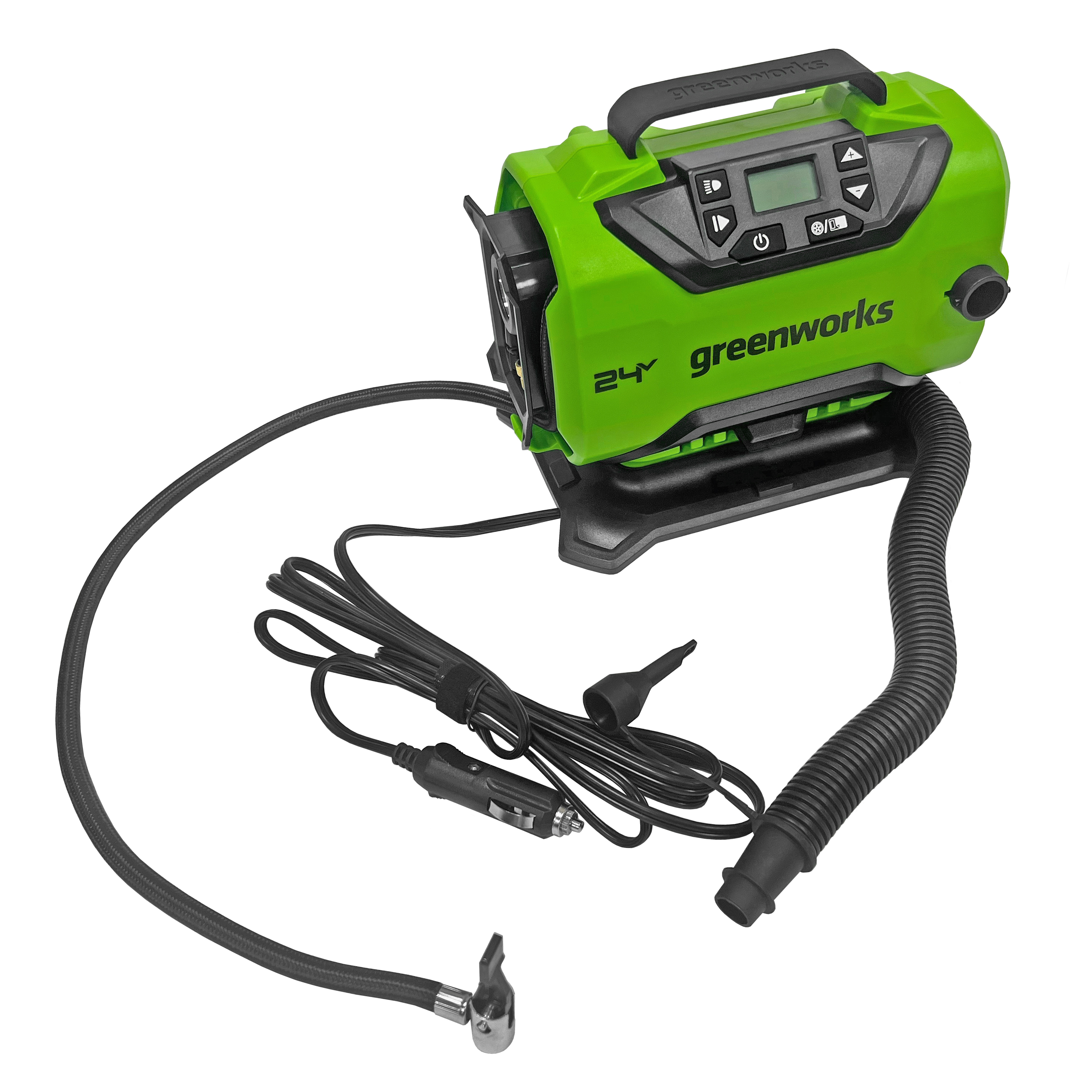 Компрессор автомобильный аккумуляторный Greenworks 24V/12V ACG301 3400807, без АКБ и ЗУ