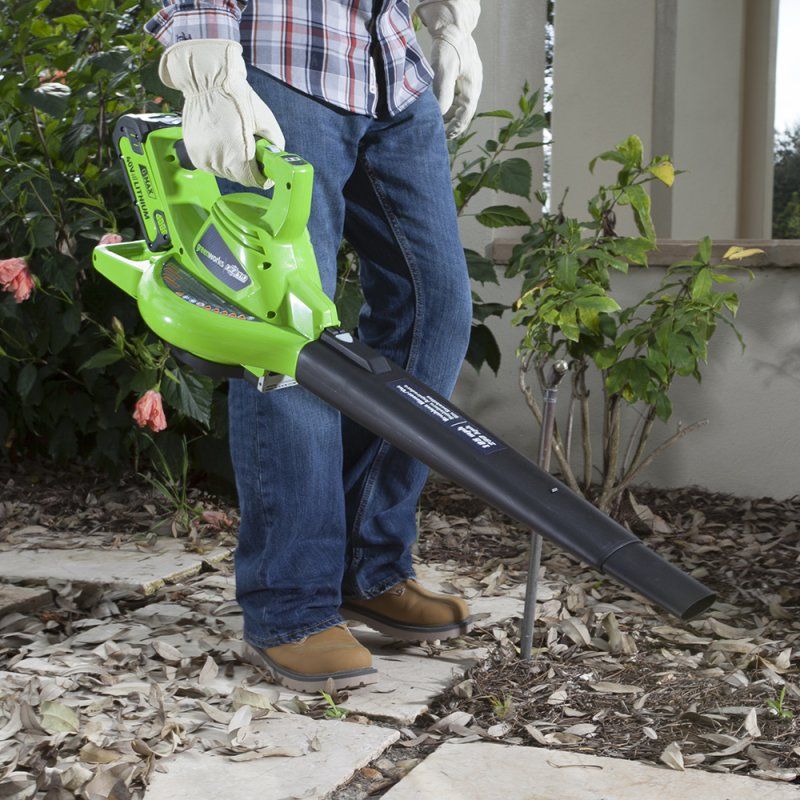 Воздуходув – садовый пылесос аккумуляторный Greenworks 40V GD40BV, бесщёточный, без АКБ и ЗУ