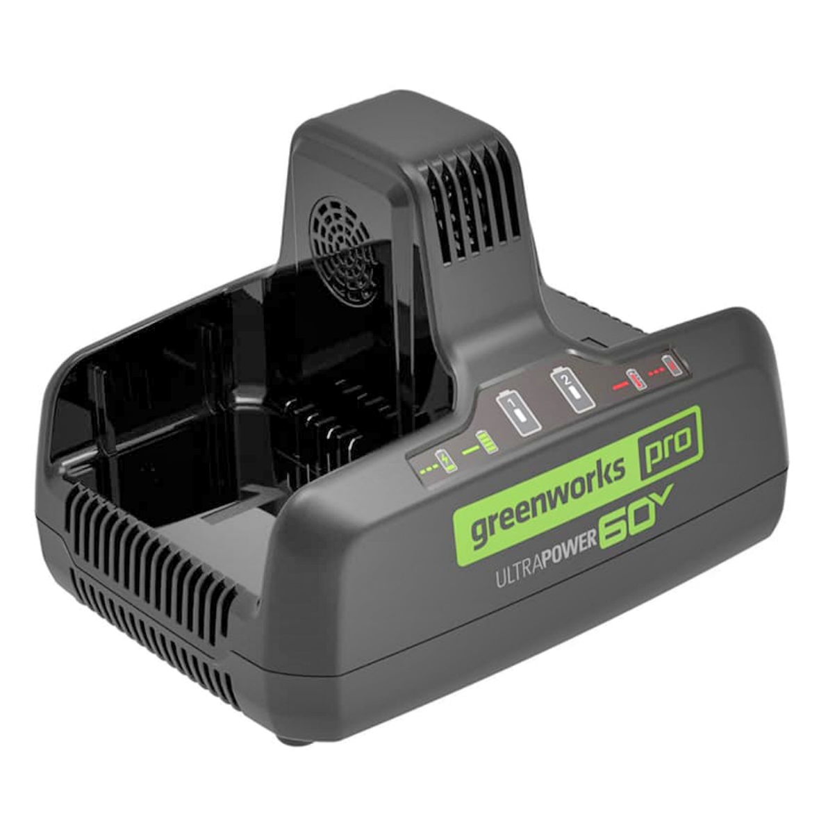 Зарядное устройство двойное быстрое (10А) Greenworks 60V G60DC10 2954407 (с двумя слотами)