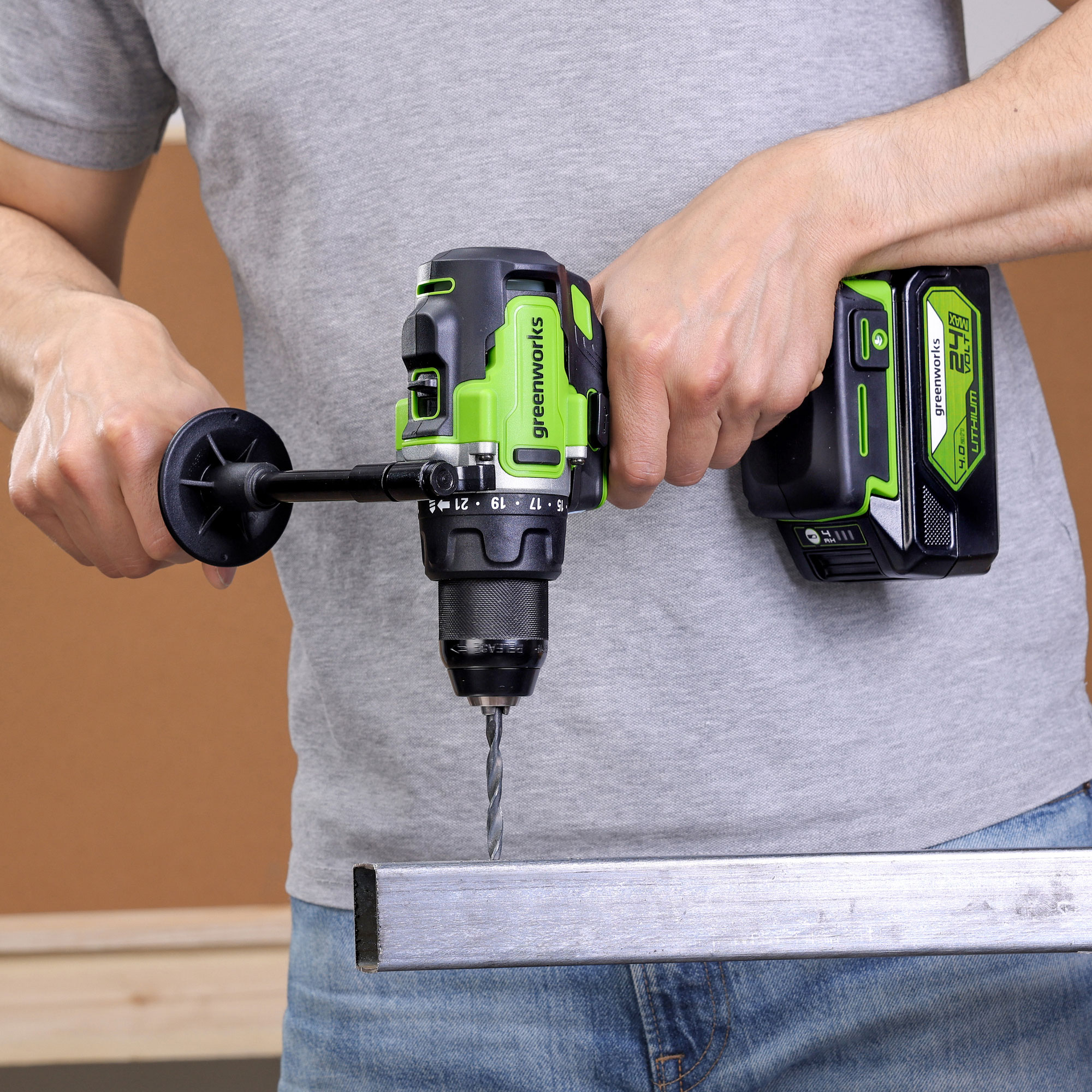 Дрель-шуруповерт аккумуляторная Greenworks 24V GD24DD90 (90 Нм) 3707507, бесщёточная, без АКБ и ЗУ