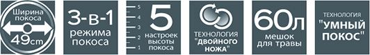 Спецификации газонокосилки TwinForce Greenworks