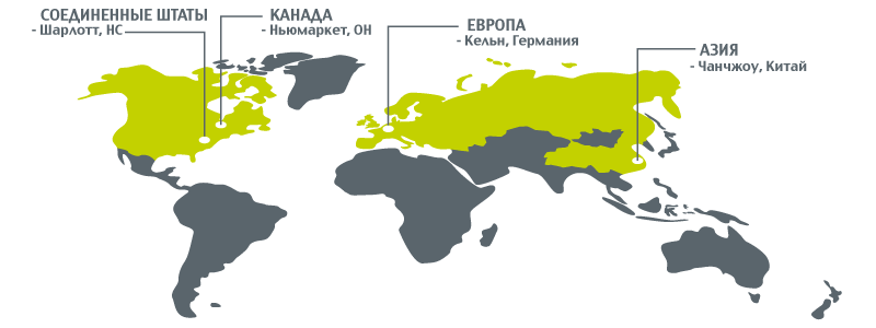 Карта офисов и заводов greenworks